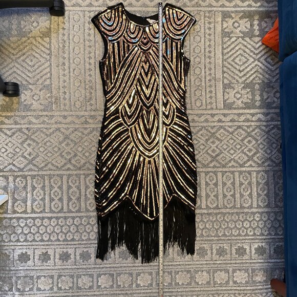 1920's Sequined Vintage Flapper Dress S - Picture 6 of 8